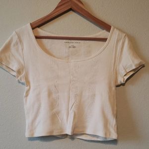 Cream, short-sleeved American Eagle top